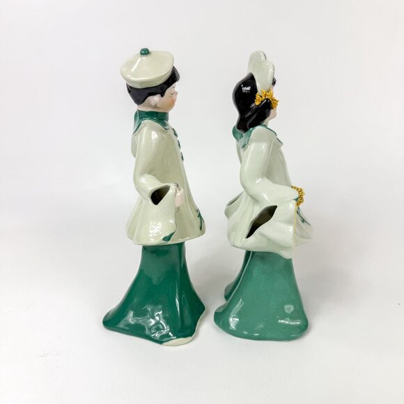 Florence Ceramics California Chinese Boy and Girl Green Ceramic Figurines - Picture 3 of 7